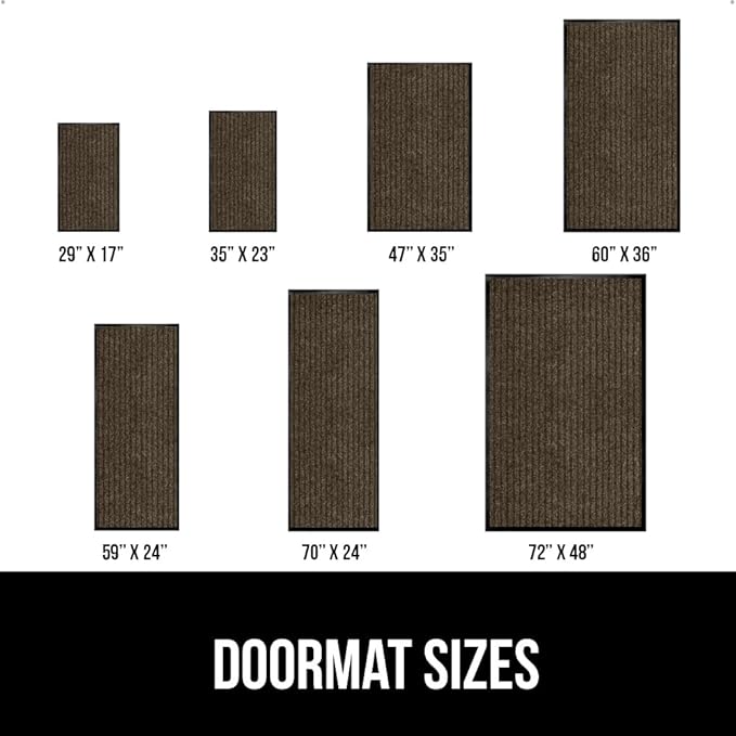 GORILLA GRIP Traffic Guard Door Mat, 59x24, Heavy Duty Welcome Mats, Commercial Office Space Doormat, Waterproof, Fade Resistant, Strong Rubber Backing, Low Profile, Shoe and Boot Scraper, Brown