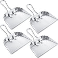 Mumufy 4 Pack 12 inch Heavy Duty Metal Dustpan Large Wide Dust Pans for Household Handheld Wide Scooper and Debris Cleaning Tool Ideal for Home and Commercial Use (Silver)