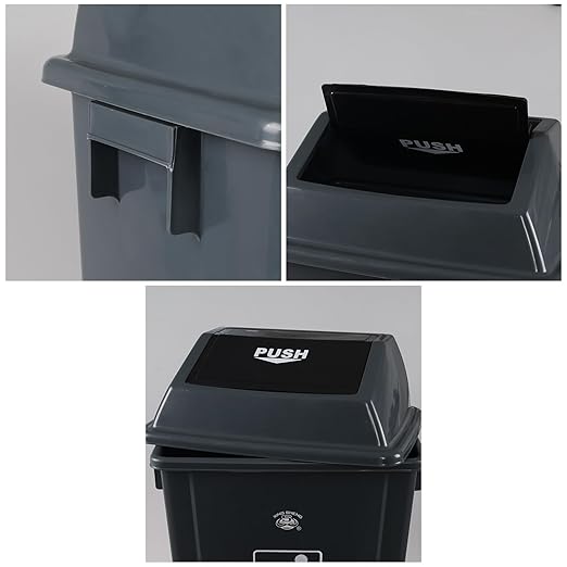 18 Gallon Tall Plastic Trash Can with Swing Lid, 4 Pack Gray Large Kitchen Garbage Bins