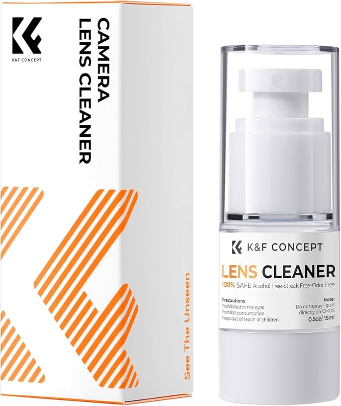 K&F CONCEPT Spray and Microfiber Lens Cleaner Care Kit, Non-Flammable Camera Lens Cleaner and Digital Sensor Cleaning Solution,for Coated Lenses, Binoculars, Scopes, Cameras, and Glasses