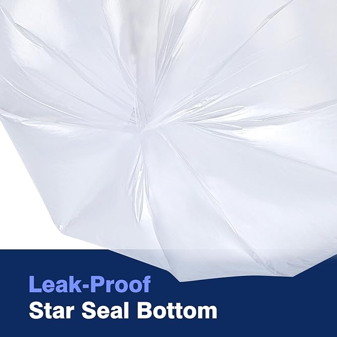 20-30 Gallon Trash Can Liners, 500 Count High Density Garbage Bags, 30'' x 37'', Clear, for Outdoor, Bathroom, Office, Recycling, Janitoria, Commercial and Industrial Use