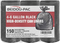 4-6 Gallon Trash Bags, 150 Count Black Garbage bags, Multi-purpose Trash Can Bin Liners for Bathroom, Office, Industrial, Commercial, Janitorial, Municipal, Recycling