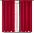 BGment Red Blackout Curtains 48 Inches Length for Bedroom - Short Thermal Insulated Drapes with Rod Pocket Room Darkening for Kitchen Cafe Bathroom, 2 Panels, 42 x 48 Inch