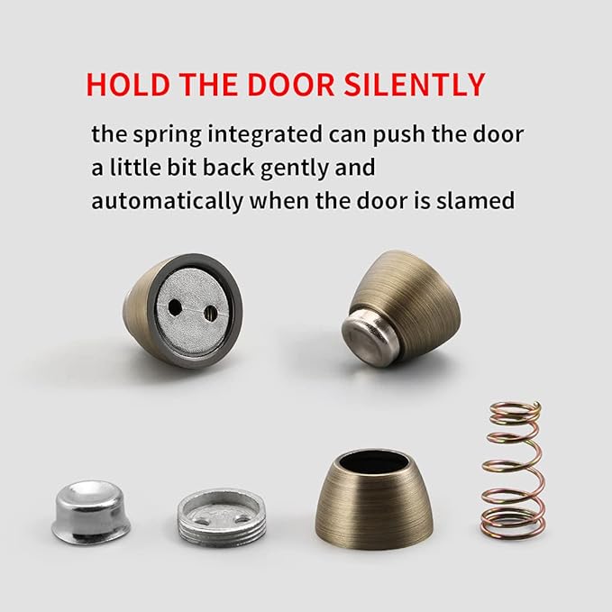 YAGU Door Stopper 1 Pack Magnetic, Zinc Alloy Brushed Bronze Door Stops Catch Holder Wall Floor Mounted, Magnet Metal Soft-Catch