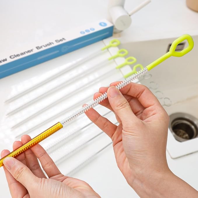 8-Piece Straw Cleaner Brush Set for Cleaning Straws - (4-Size) Extra Long Nylon Pipe Cleaners, Reusable Straw Cleaning Brush for Stanley Tumbler, Sippy Cup, Baby Bottle and Tubes (Type A)
