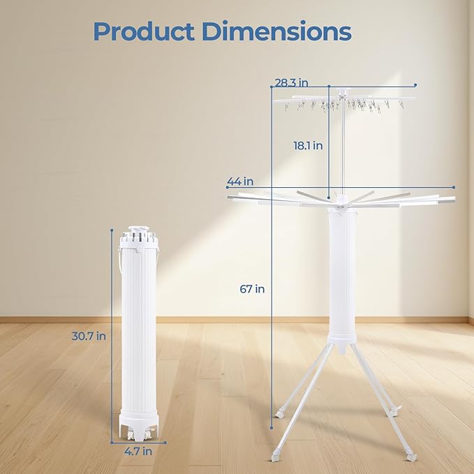 GCCSJ 4-Legged Foldable and Portable Clothes Drying Rack,Collapsible Octopus Drying Rack with Wheels and Aluminum Rods,360°Rotatable Design for Indoor Outdoor Use,2 Tier