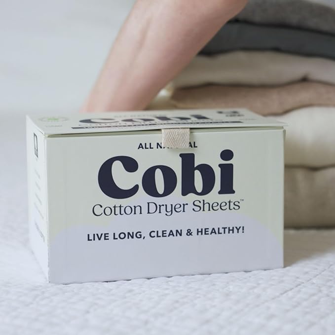 Cobi Eco-Friendly Dryer Sheets - 100% Cotton Biodegradable Non-Toxic & Unscented for Sensitive Skin, Clean Plant-Based Static Control, 120 Count