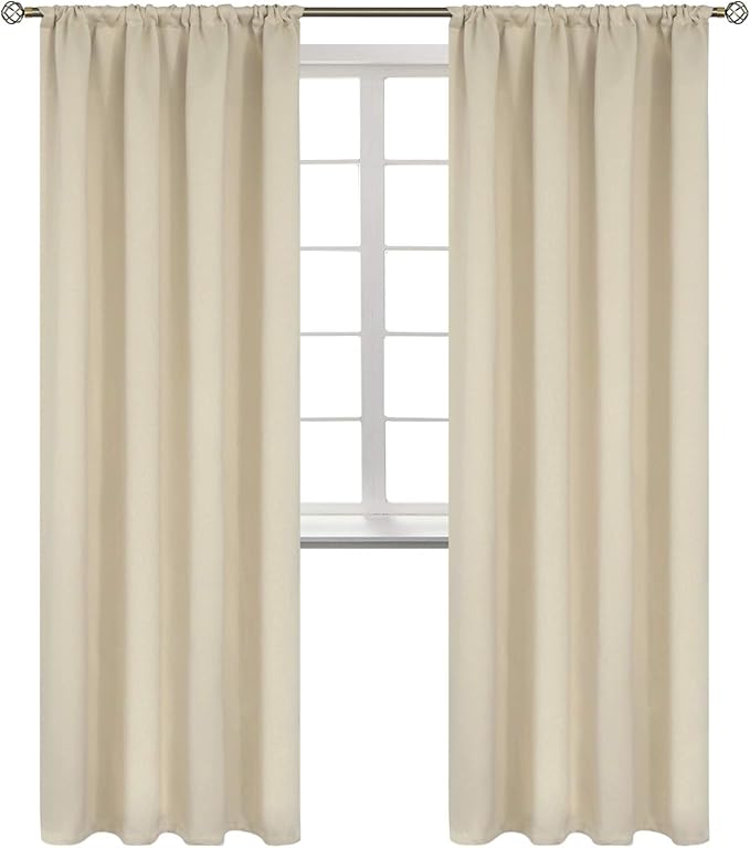 BGment Beige Room Darkening Curtains 84 Inches Length - Rod Pocket Thermal Insulated Blackout Curtain Drapes for Bedroom Living Room, 42 x 84 Inch, 2 Panels, Beige