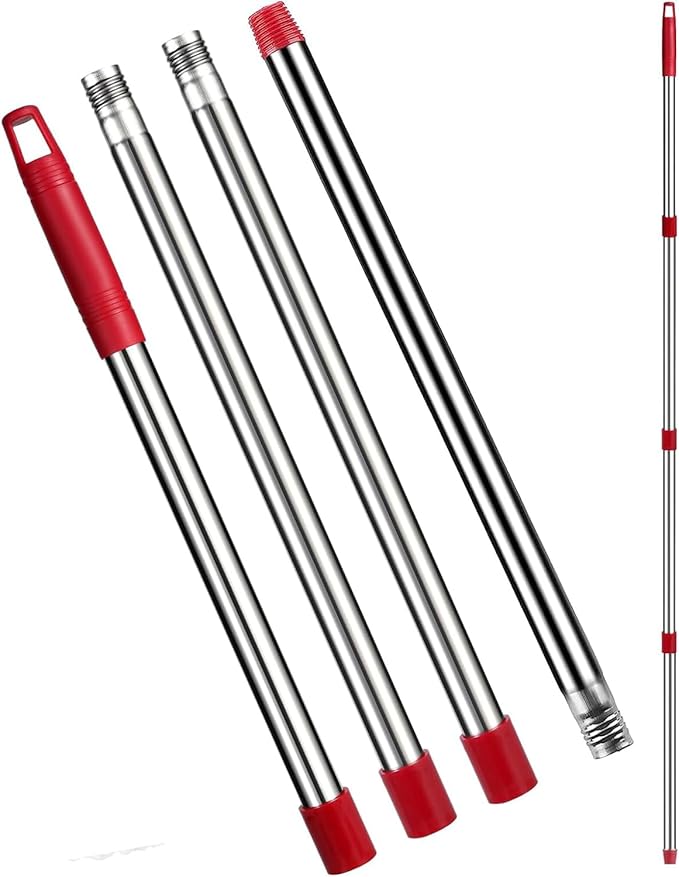 Spin Mop Replacement Handle - 4 Section Mop or Broom Handle/Stick Compatible with O Cedar Spin Mop Refills and Brooms, 30" to 59", Germany Screw Joint (Mop Head Not Included)