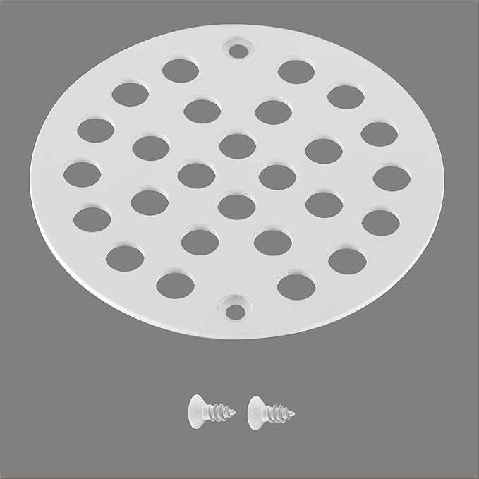 4-Inch Screw-in Shower Strainer Drain Cover Replacement Floor Strainer(White)