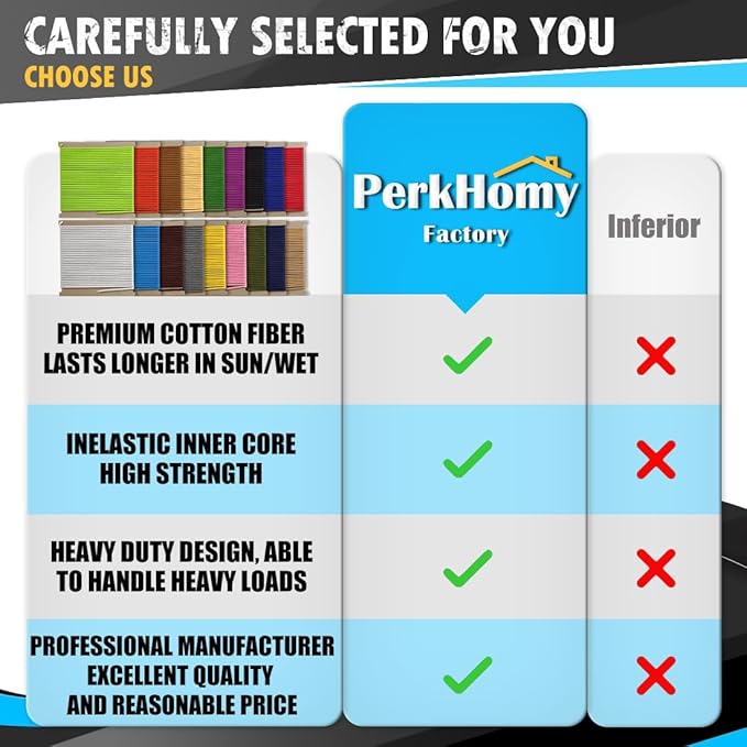 PerkHomy Cotton Rope 3/16" (5mm) 50 ft Multi Purpose Utility Diamond Braided Cord, Natural Cotton for Clothes Line Camping Crafting Flag Pole, Gold