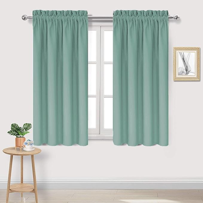 DWCN Blackout Curtains for Living Room Thermal Insulated, Energy Saving & Noise Reducing Bedroom Curtains, Sage Green, W 38x L 54 Inch, Set of 2 Rod Pocket Curtain Panels