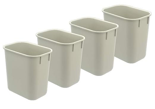 Acrimet Wastebasket, Deskside Bin, 3.25 Gallon/13 Quart/ 12 Liter (Plastic) (Light Gray Color) (Set of 4)