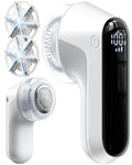 Fabric Shaver, Rechargeable Lint Shaver with Digital Display, Electric Portable Sweater Shaver with 6-Leaf Blades and Safety Lock, 3-Speeds Lint Remover to Remove Pilling for Clothes, Furniture White