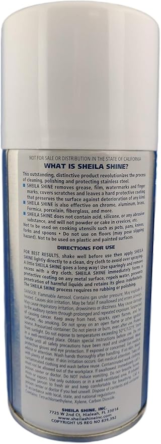 Sheila Shine 12 x 10 Oz. Stainless Steel Cleaner and Polish Aerosol Spray, Protect Household Kitchen Surface, Removes Grease, Fingerprint & Watermark, Polish & Leaves a Streak Free Shine for Appliance