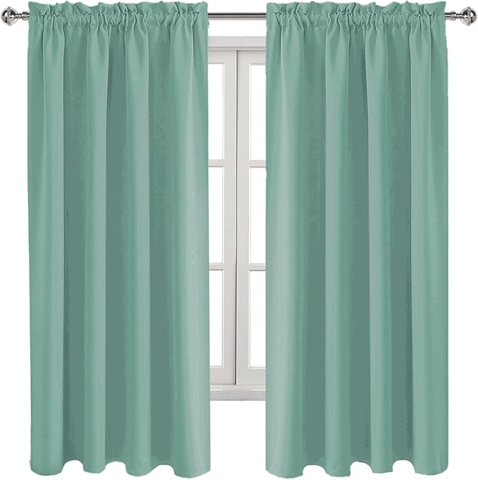 DWCN Blackout Curtains Thermal Insulated, Energy Saving & Noise Reducing Bedroom and Living Room Curtains, Sage Green, W 52x L 63 Inch, Set of 2 Rod Pocket Curtain Panels