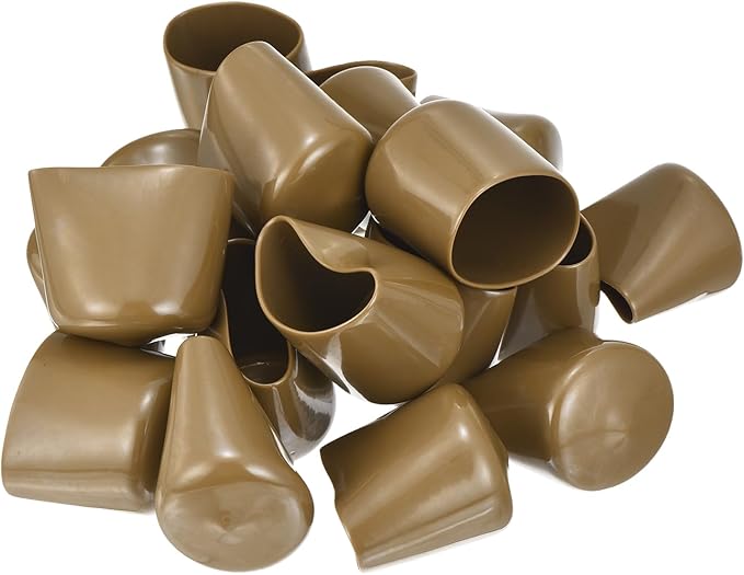 uxcell 20pcs Rubber End Caps 39mm(1 1/2") ID Vinyl PVC Round Tube Bolt Cap Cover Screw Thread Protectors Light Brown