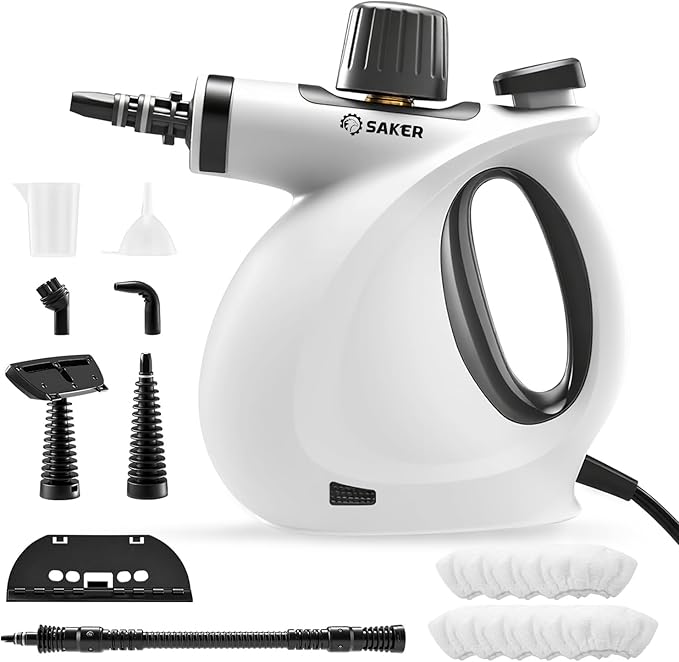Saker Handheld Steam Cleaner New,Portable Steam Cleaner for Home,1050W Steam Cleaner,9 Fiber Cloths for Quick Heating & Deep Cleaning of Floors, Cars, and Kitchen