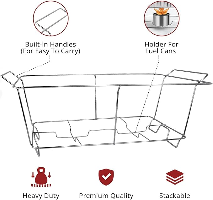 COMFICOVE 6 Pack Chafing Wire Rack Buffet Stand Chrome Frame for Events, Parties, Wedding, & Birthday Party Catering, Full Size Chafing Stand for Dish Serving Trays, Food Warmer Catering Supplies