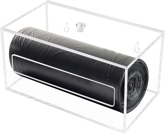 Trash Bag Organizer Dispenser, Acrylic Garbage Bag Holder Dispenser, Trash Bag Roll Dispenser for Wall Mount