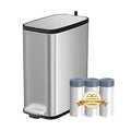 Stainless Steel Bathroom Trash Can with Lid Soft Close,1.6 Gallon Slim Garbage can,Small Metal Step Wastebasket for Office, Bedroom, Toilet, Live Room