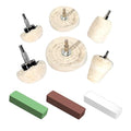 6PCS Buffing Wheels for Drill and 3 PCS Polishing Compounds, Wheel Polishing Kit, Polishing Wheel for Stainless Steel/Aluminum/Chrome/Wood/Jewelry/Plastic/Ceramic/Glass etc