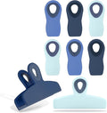 COOK WITH COLOR Bag Clips - Heavy Duty Chip Clip and Refrigerator Magnet Clips for Food Storage with Air Tight Seal Grip, Blue Ombre, Pack of 8