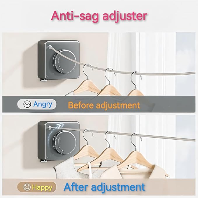 Retractable Clothesline, Wall Mounted, Stainless Steel, 17 Ft Indoor Outdoor (Light Gray)