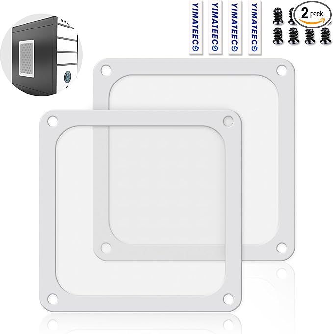 Dust Filter PC 140mm for Computer Cooler/PSU/Routers Nylon 80 Mesh, Magnetic Frame Fan Dust Mesh PC Cooler Filter Dustproof Computer Fan Grills (Nylon, 140 * 140mm, 2pcs, White)