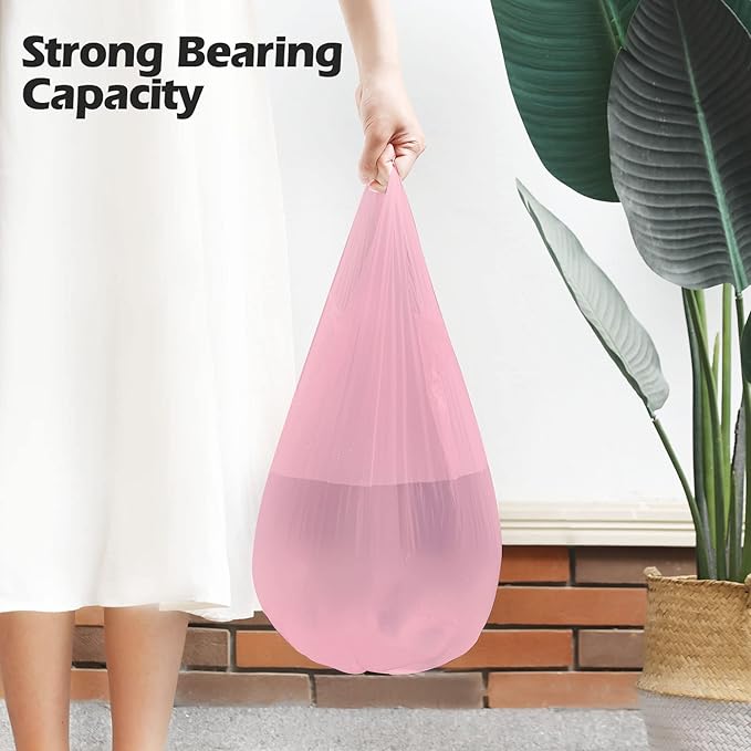 2-4 Gallon Portable Trash Bags,120 Counts Thicken portable Small Garbage Bags for Office, Kitchen,Bedroom Trash Can,Strong Trash Bags（Pink）
