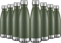 HASLE OUTFITTERS 17oz Stainless Steel Water Bottles Bulk, Vacuum Insulated Double Walled Powder Coated Reusable Metal Sports Water Bottles Keep Drinks Hot and Cold, ArmyGreen, 8Packs