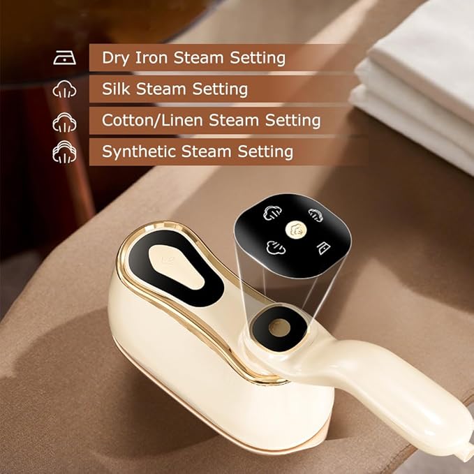 Portable Steam Iron for Clothes for Travel & Home, Handheld Garment Steamer & Iron 2 in 1 Wrinkle Remover, Travel Size with 4 Modes, LCD, Ceramic Soleplate,218mL,15-Second Heat, 110V-120V