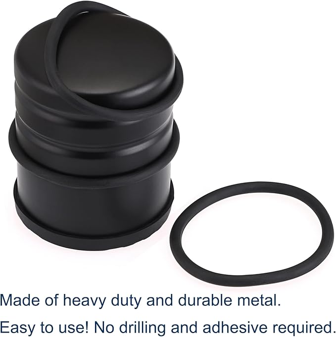 Sumnacon Heavy Duty Floor Door Stopper No Drill - Durability Stainless Steel Door Stop with Anti-Skid Rubber - Contemporary Safety Doorstop for Home Office Commercial Industrial, Black