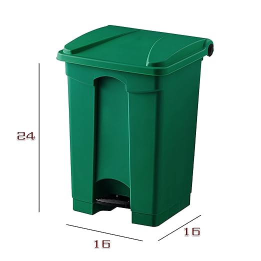 PRO&Family Step-On Trash Can with Lid, Plastic Waste Bin, Foot Pedal Operation (Green, 12 Gallon)