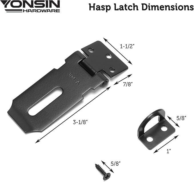3" Door Padlock Safety Hasp Latch 2 Pcs, Door Hasp Clasp Lock Gate Shed Hasp Latch Lock for Door Window Cabinet Pet Cage Toolbox Shed Fence, 304 Stainless Steel, Matte Black Finish