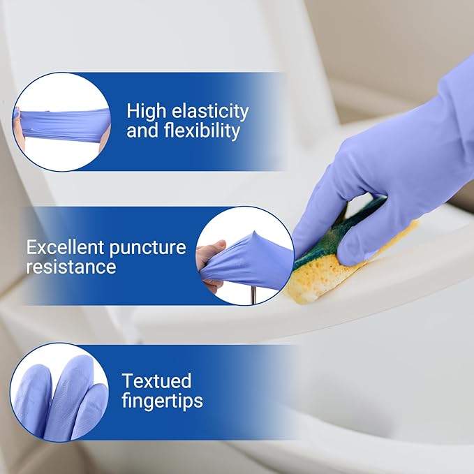JMU Nitrile Exam Gloves, 200 Count, X-Large, Powder Free, Latex Free Disposable Gloves for Medical Tasks and Household Cleaning