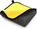 Premium Dual-Sided Microfiber Car Cleaning Towel – 15.5" x 11.8" Scratch-Free, Super Absorbent, Lint-Free Cloth for Auto Detailing, Polishing, Drying & Washing – Yellow & Gray
