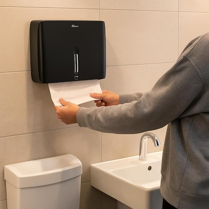 Trifold Paper Towel Dispenser Black Pearl Premium Grade 10⅞” Length X 8¼” High X 3¾” High for Traffic Areas(Pack of 3)
