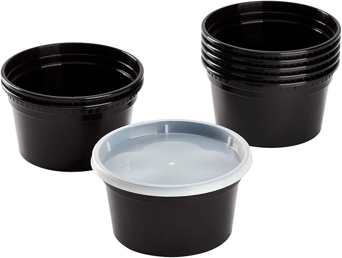 Karat [12oz - 240 ct Black PP Injection Molded Round Deli Containers with Lids (FP-IMDC12-PPB)