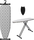 Ironing Board with Silicone Iron Rest pad,Extra Thick Cover,14x54 Compact and Space Saver Iron Board, Height Adjustable,Stable Structure, Easy to Fold, White and Gray