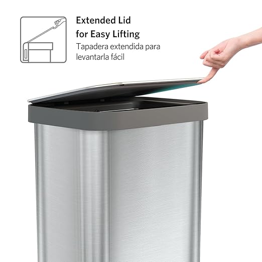 Glad Stainless Steel Step Trash Can, Series 2 with Clorox Protection - Large Metal Kitchen Garbage Bin with Soft Close Lid, Foot Pedal and Waste Bag Roll Holder, 20 Gallon
