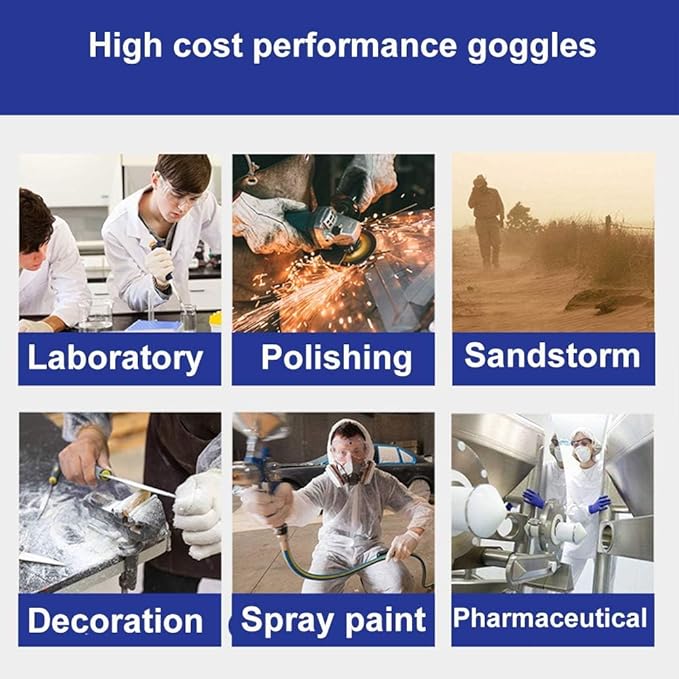 Super More 10PCS Anti-Fog Protective Safety Goggles Clear Lens Wide-Vision Adjustable Chemical Splash Eye Protection Soft Lightweight Eyewear