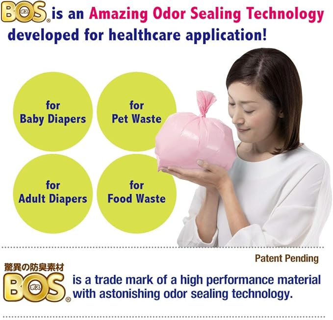 BOS Amazing Odor Sealing Baby Diaper Disposal Bags - Durable and Unscented [Size: M, Color: Pink] (90 count, Pack of 1) (90 Bags)