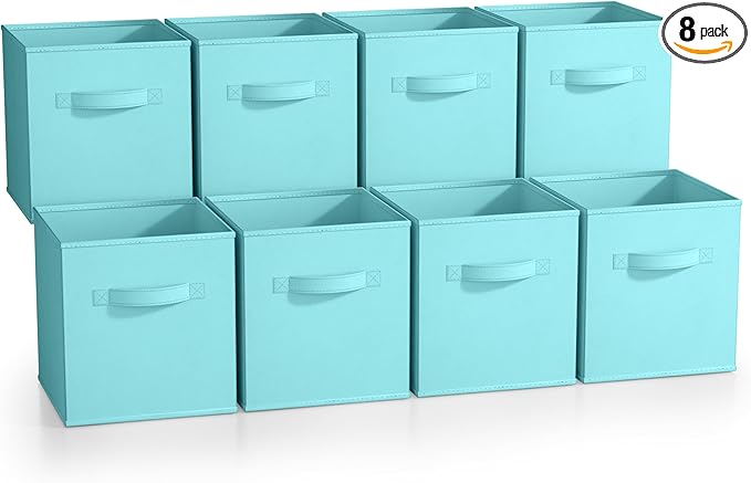 Sorbus Fabric Storage Cubes - 8 Foldable Storage Bins for Organizing Pantry, Cubbies, Toy Box - Clothes Storage & Closet Organizer - 11 Inch Collapsible Cube Baskets for Shelves with Handle