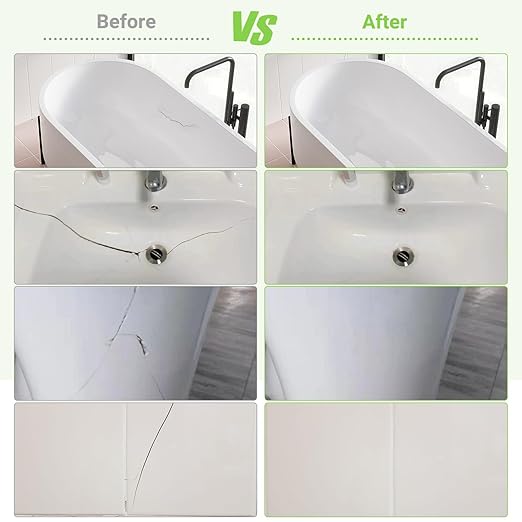Tub Repair Porcelain Repair Kit, Crack Repair Kit for Bathtubs, Sinks, Marble, Tiles, White