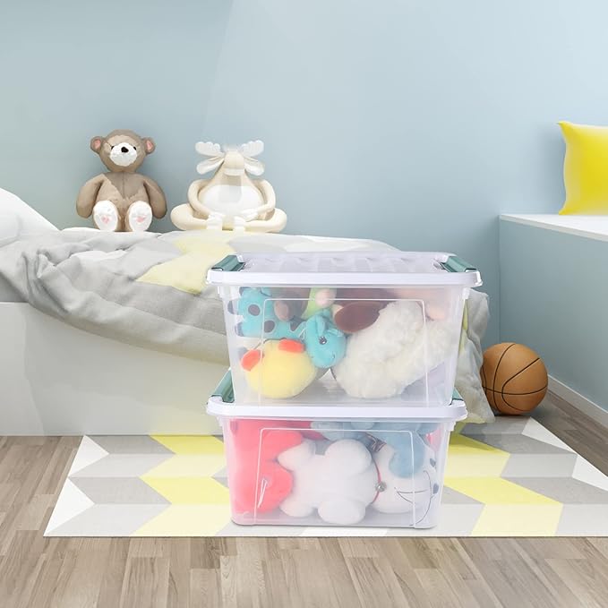 Xyskin 6-Pack 20 Quart Plastic Storage Boxes, Latching Storage Bin Box, Clear