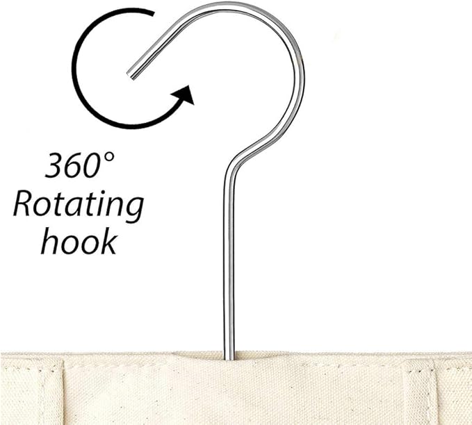 JIANWEI Canvas Clothespin Bag, Clothes Pins Bag Holder, Laundry Clothes Pin Storage Organizer with Hook, Portable Hanging Storage Organizer For Home Balcony Travel(Beige)