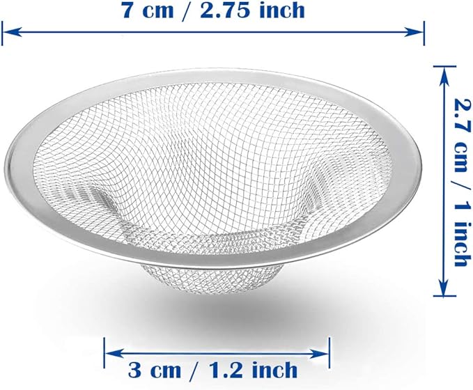 40 pcs Heavy Duty Stainless Steel Slop Basket Filter Trap, 2.75" Top / 1" Mesh Metal Sink Strainer,Perfect for Kitchen Sink/Bathroom Bathtub Wash Basin Floor Drain Balcony Drain Hole RV Sink