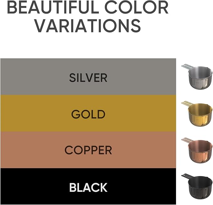 Color Up 2 Cup Measuring Cup, 480ml Copper Stainless Steel Metal Measuring Scoop, Easy-Pour Spouts, Engraved Markings, for Dry & Liquid Ingredients