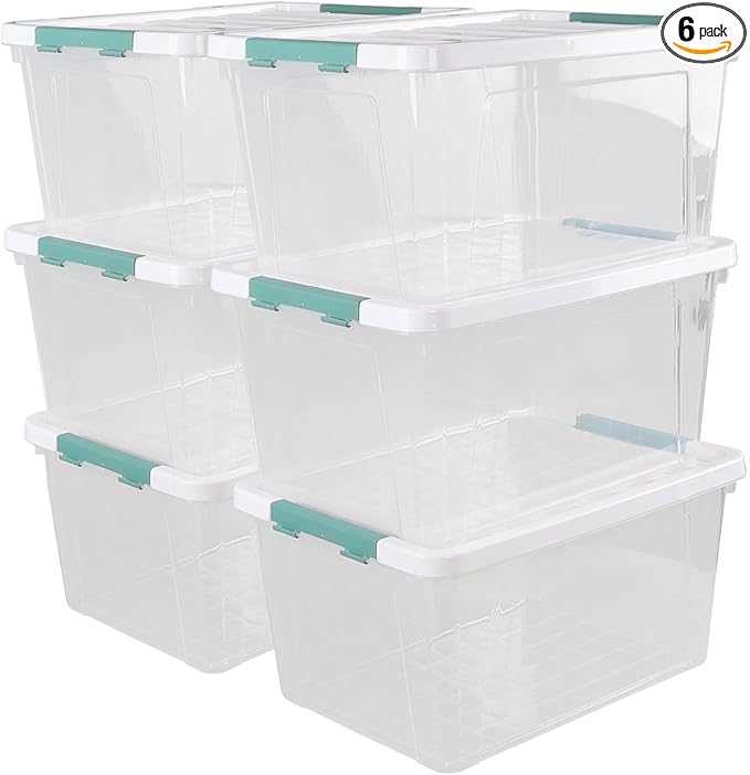 Xyskin 35 Quart Clear Large Storage Box, Plastic Storage Bins, Set of 6